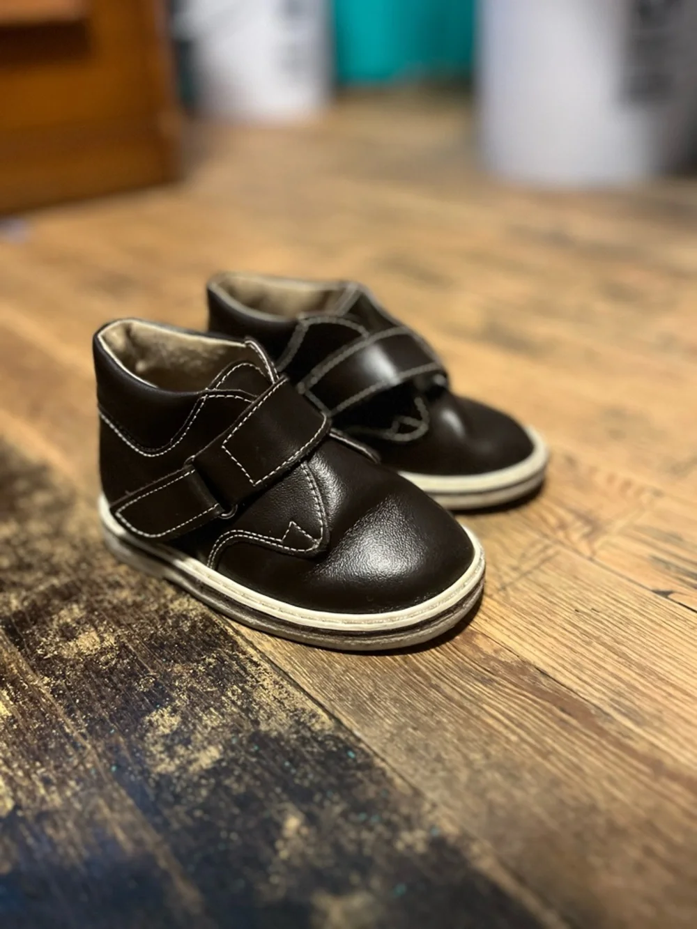 Neman Leather Toddler Brown High-Top Shoes Boots